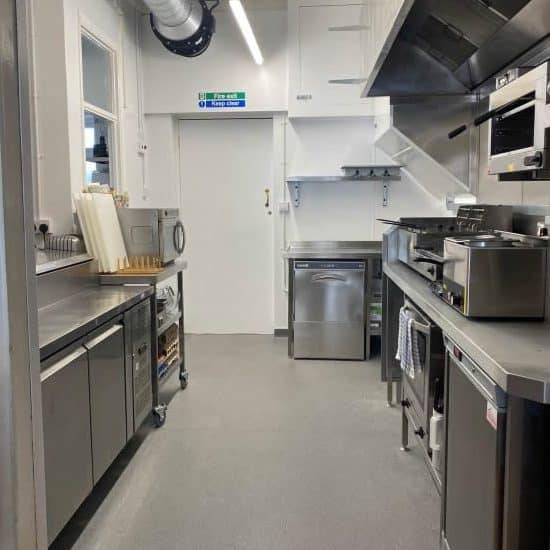 Refurbished kitchen at Bakery 64, New Romney
