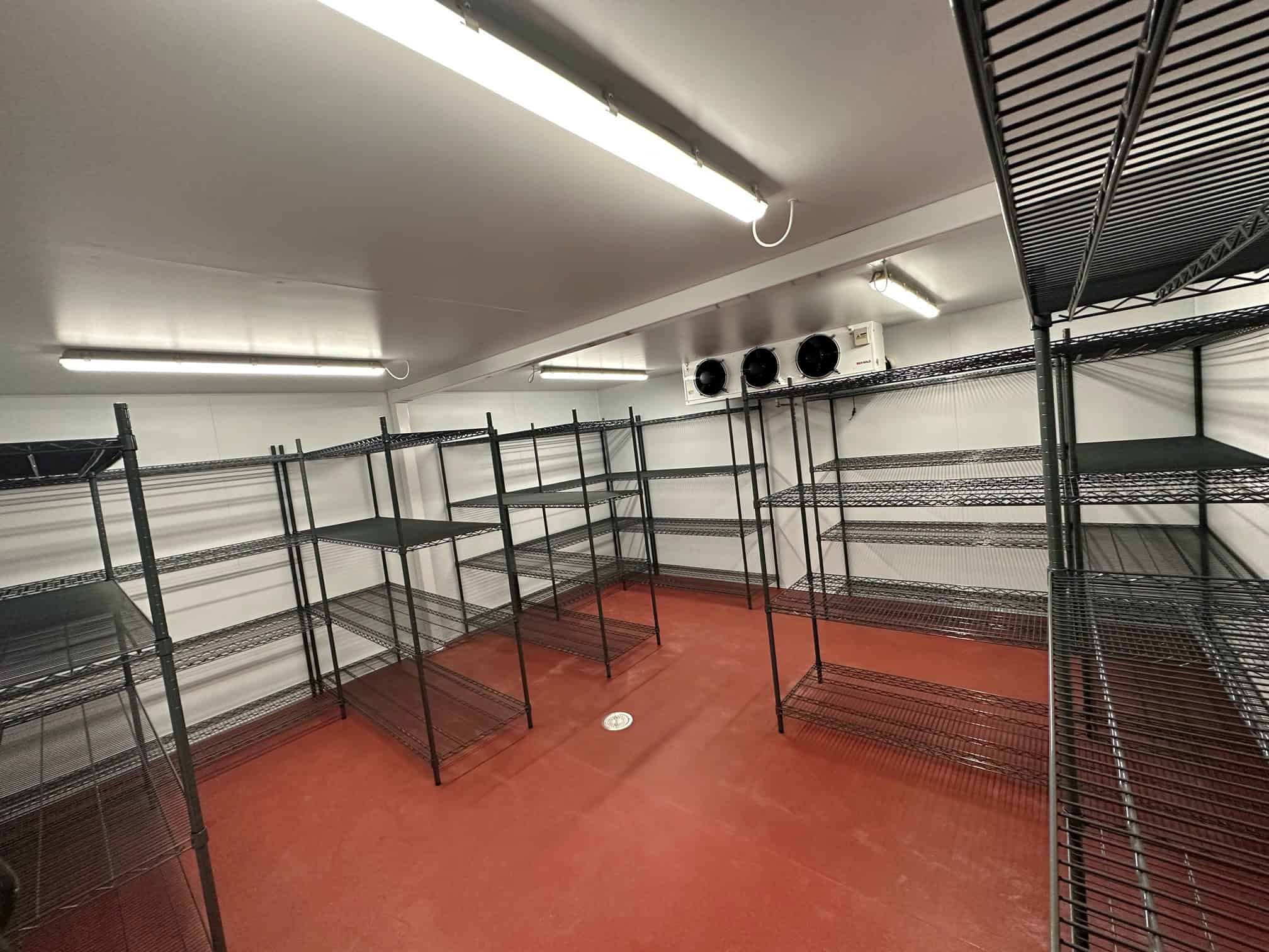 EAIS nylon-coated wire racking inside the cold room at The Big Cat Sanctuary, Smarden