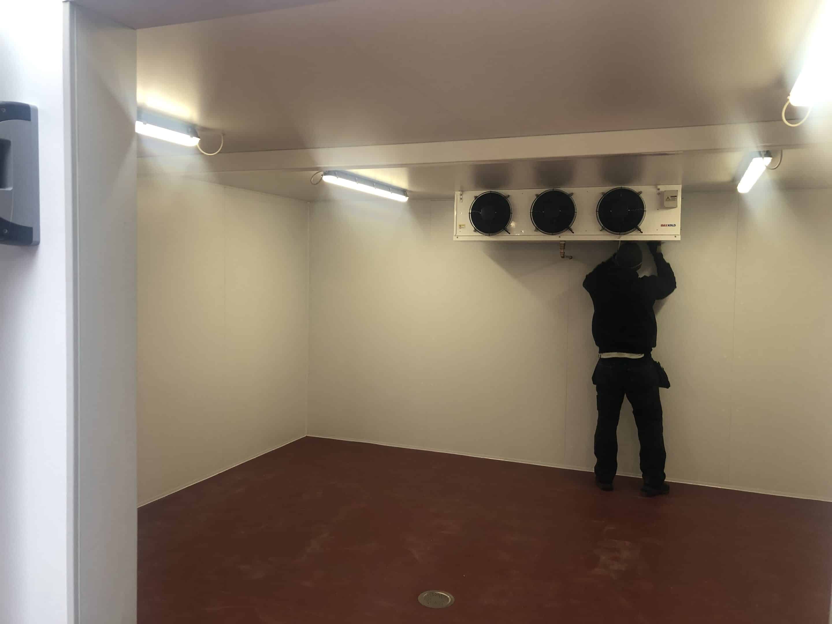 JE Hall evaporator installed in the cold room at The Big Cat Sanctuary, Smarden