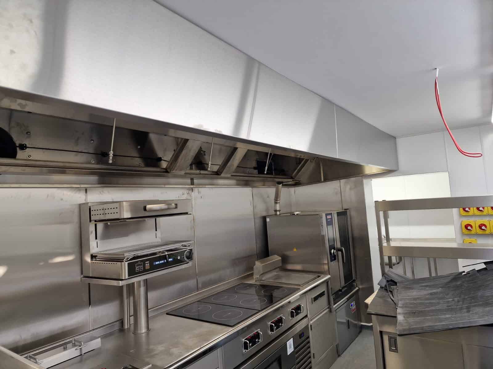 Bespoke extraction canopy over the Blue Pigeons cookline