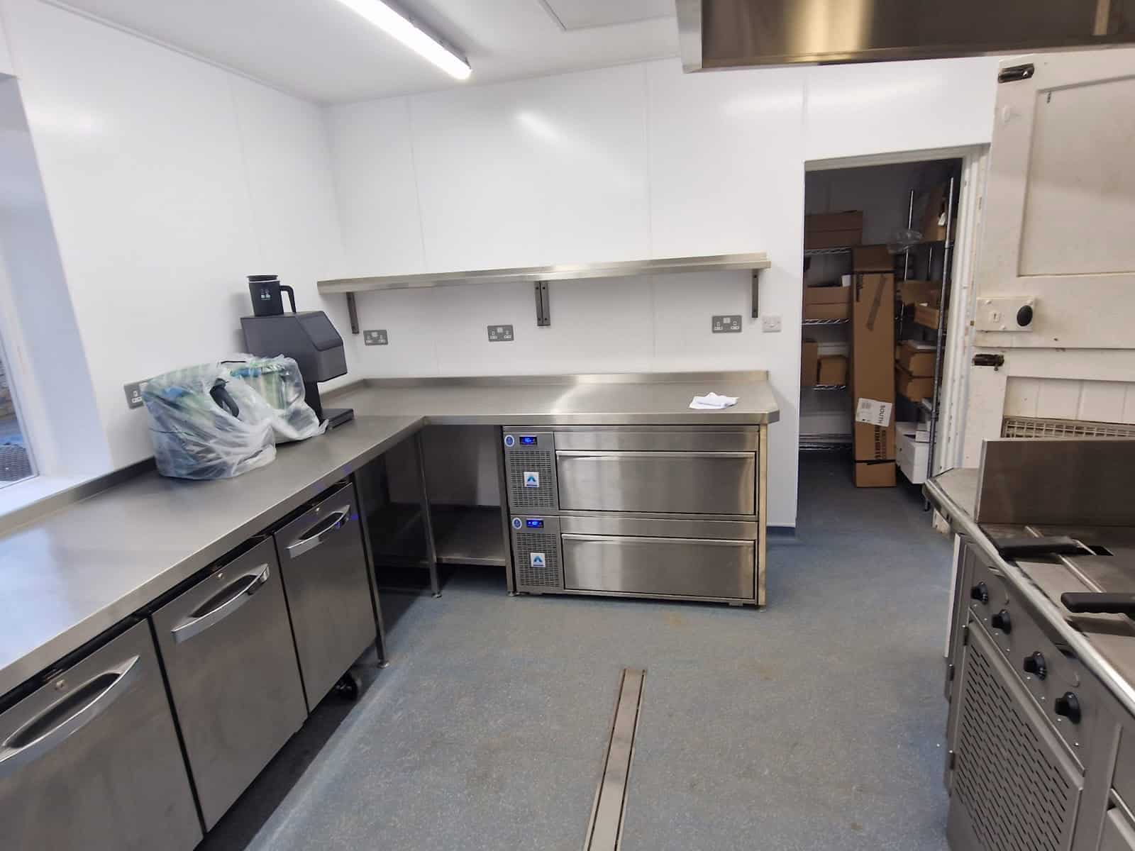 Preparation area in the Blue Pigeons kitchen