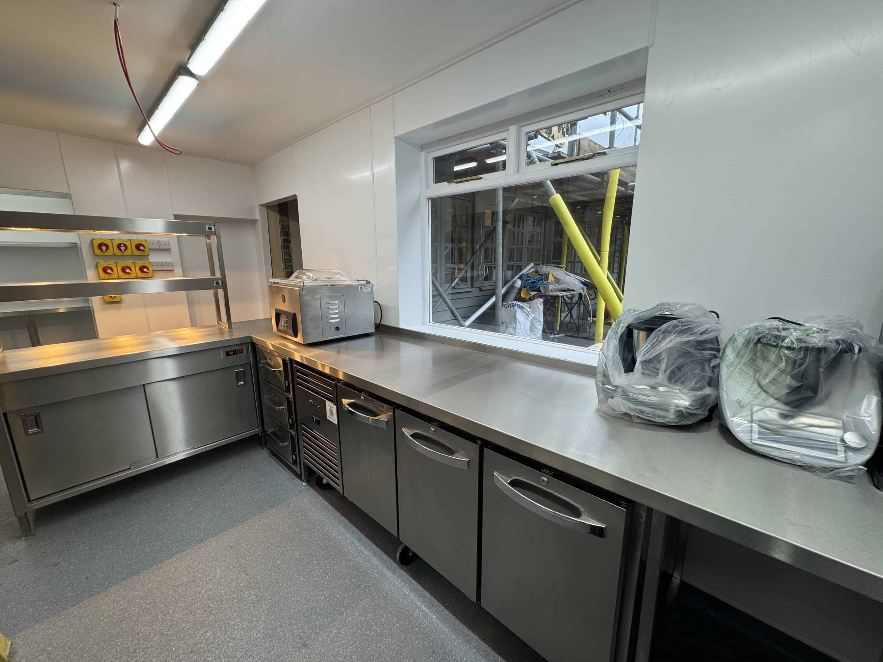 Servery and preparation area at the Blue Pigeons