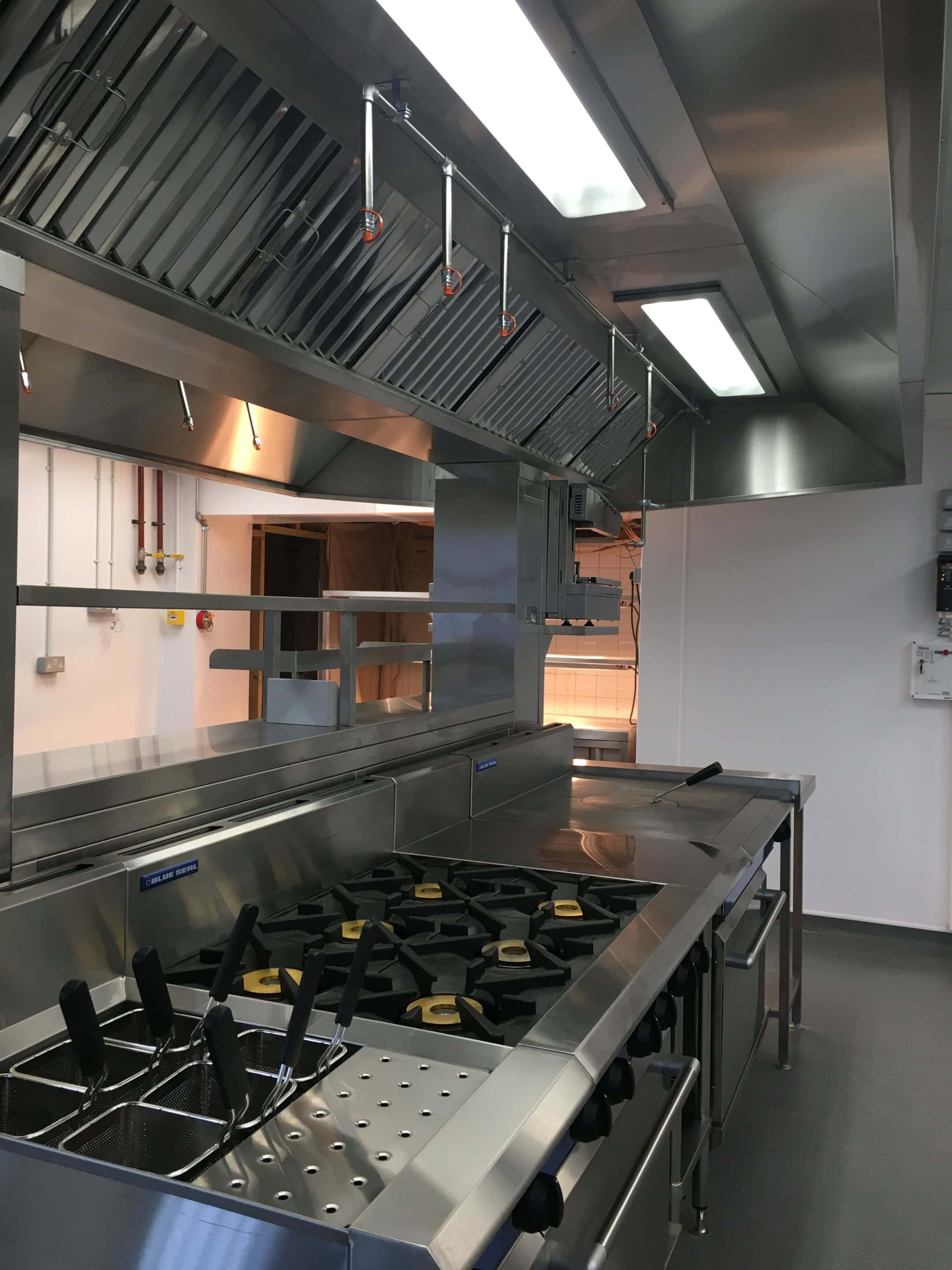 Cookline with fryer and burners at The Burlington Hotel, Folkestone
