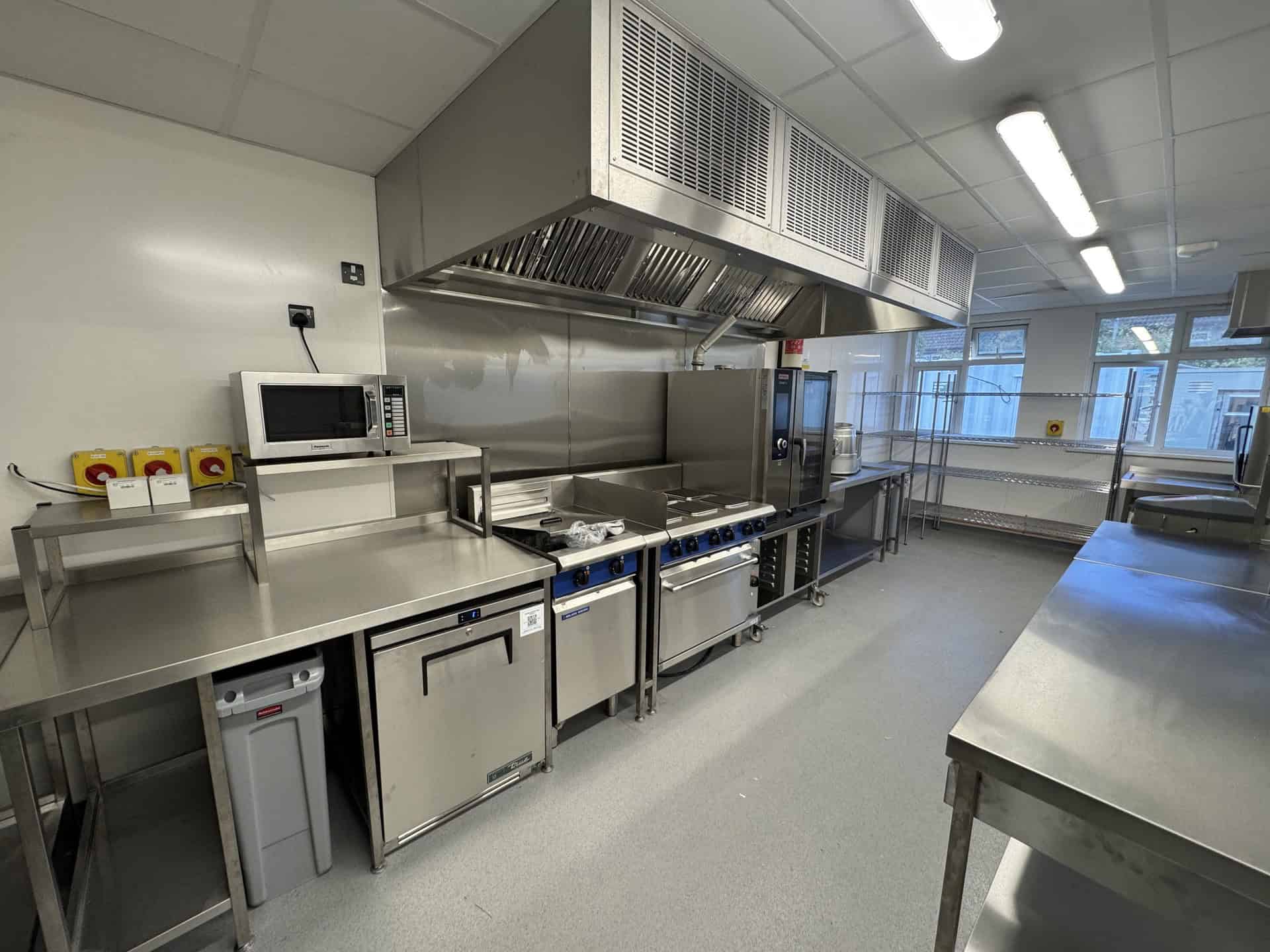 Cooking line and extraction canopy at Connors House, Canterbury