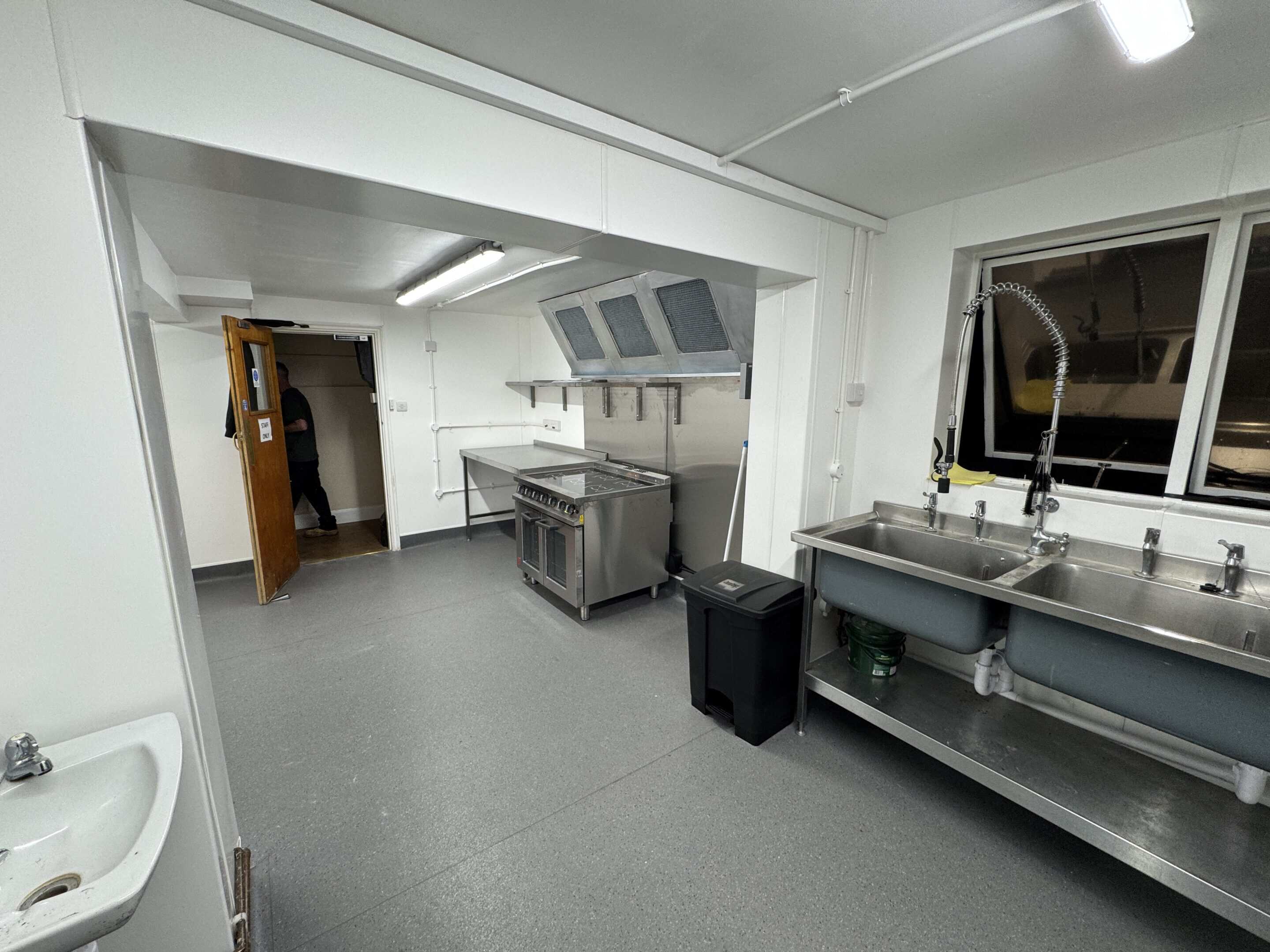 Fairby Grange care home kitchen in Dartford — kitchen and wash-up area
