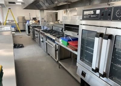 Cooking line and snorkel ovens in a Folkestone College teaching kitchen
