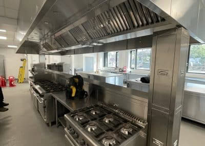 Gas range under extraction canopy at Folkestone College