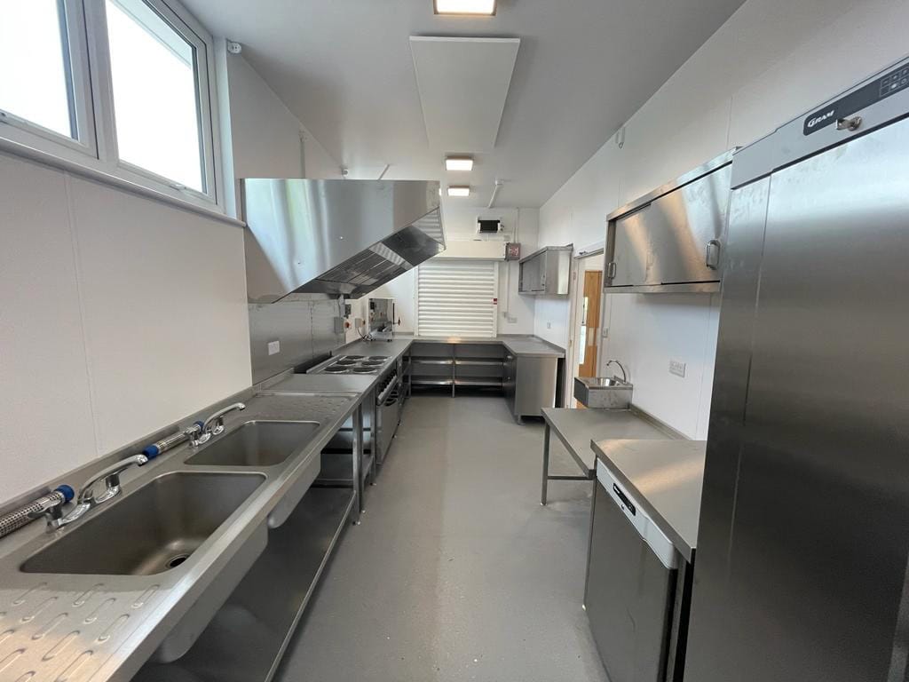 Kitchen overview showing Gram refrigeration at Frittenden Memorial Hall