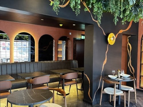 Dining area with pendant lighting at Gusto Giusto, Tankerton