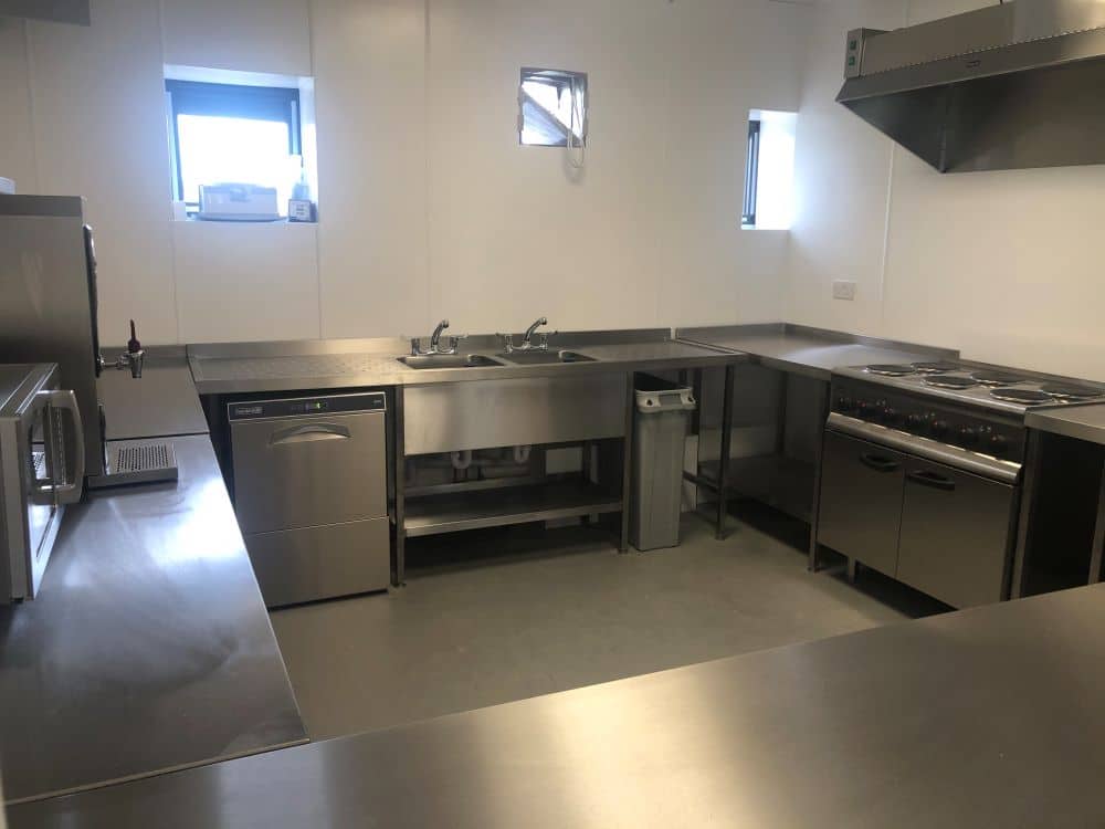 Completed commercial kitchen at Herne Bay Golf Club's new clubhouse