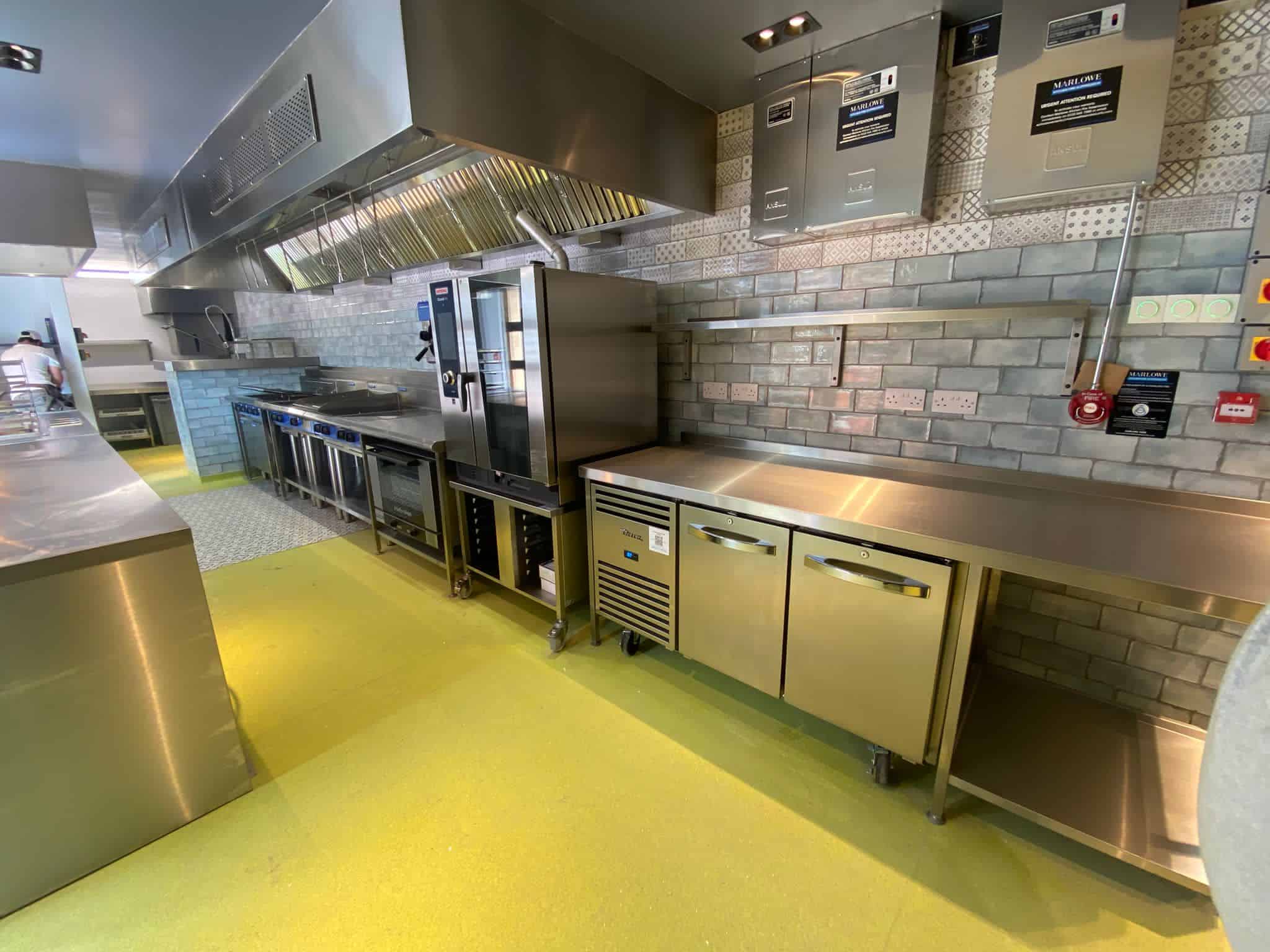 Main kitchen with fire suppression system at The Kings Arms