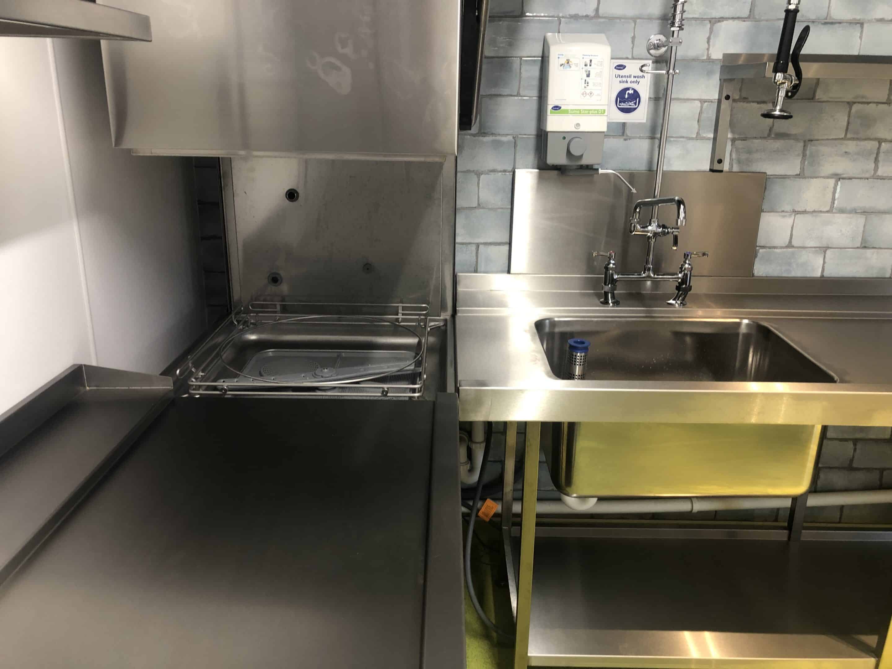 Utensil wash and pass-through glasswasher at The Kings Arms