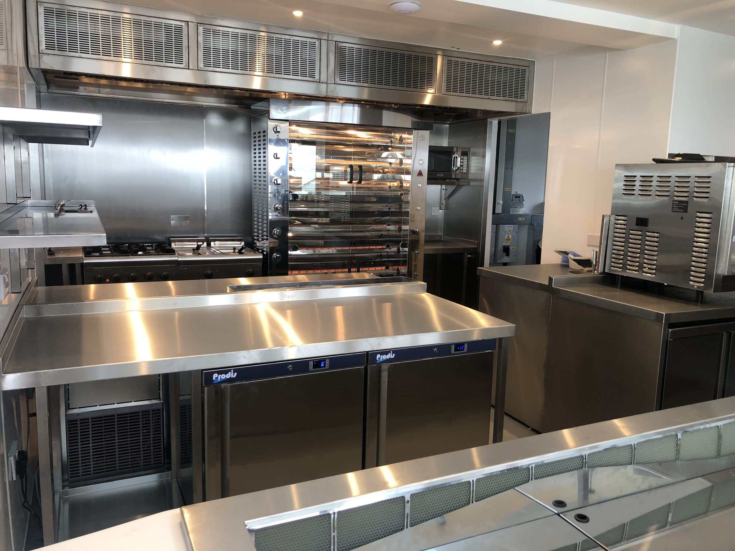 Commercial kitchen at Le Coq, Folkestone Harbour Arm
