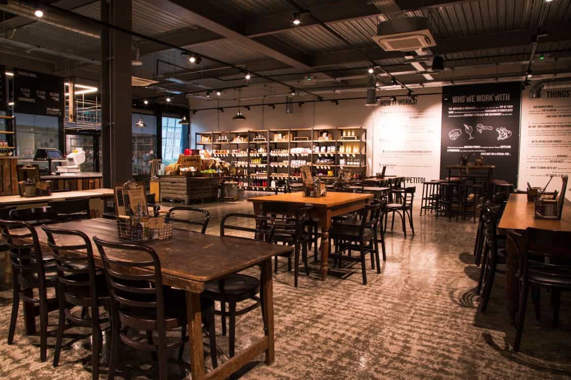 Dining area at Macknade Fine Foods, Ashford