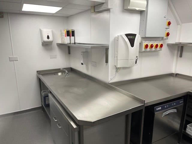 Finished cookline overview at Marden Village Club kitchen