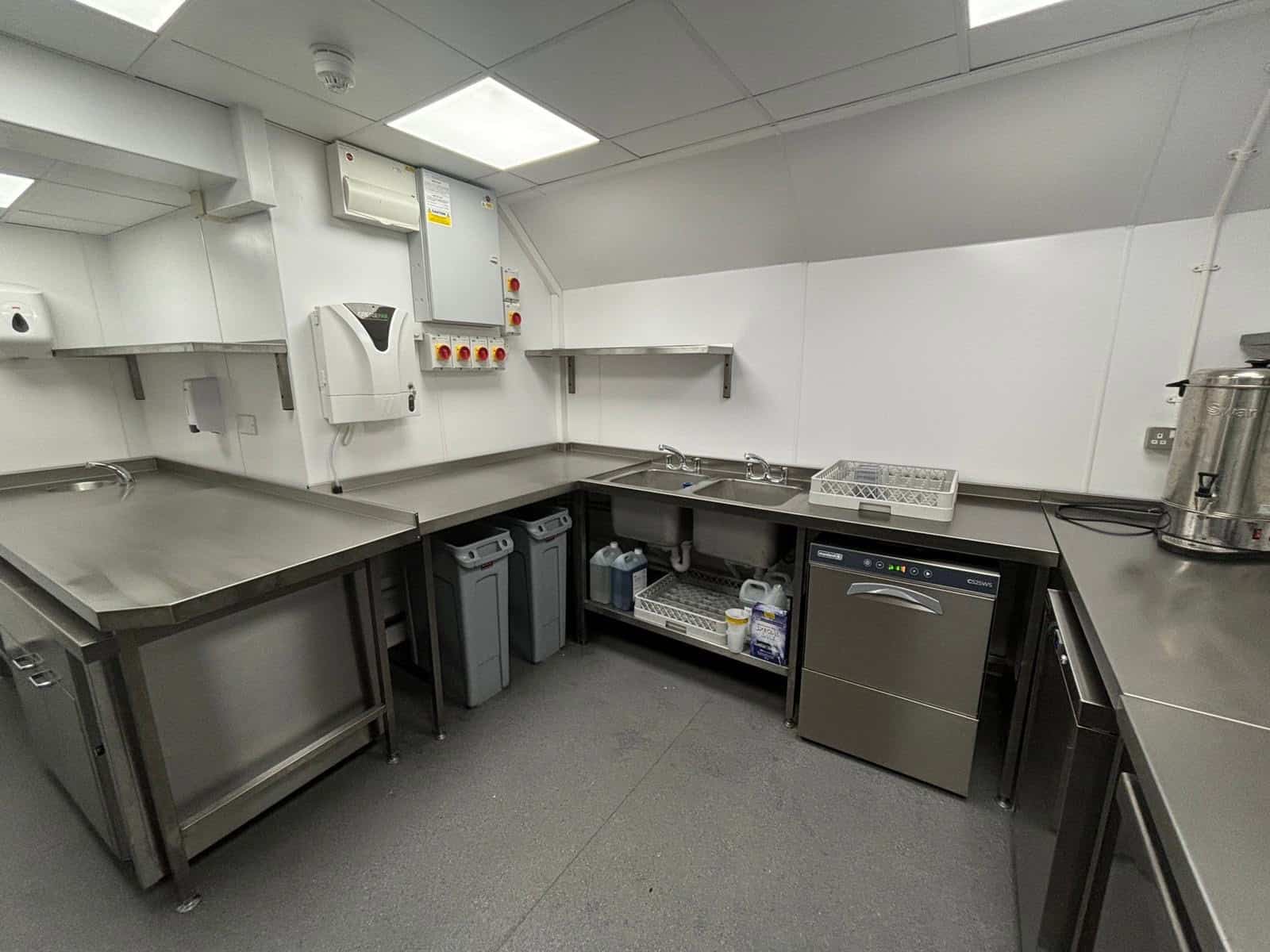 Warewash sink run at Marden Village Club kitchen