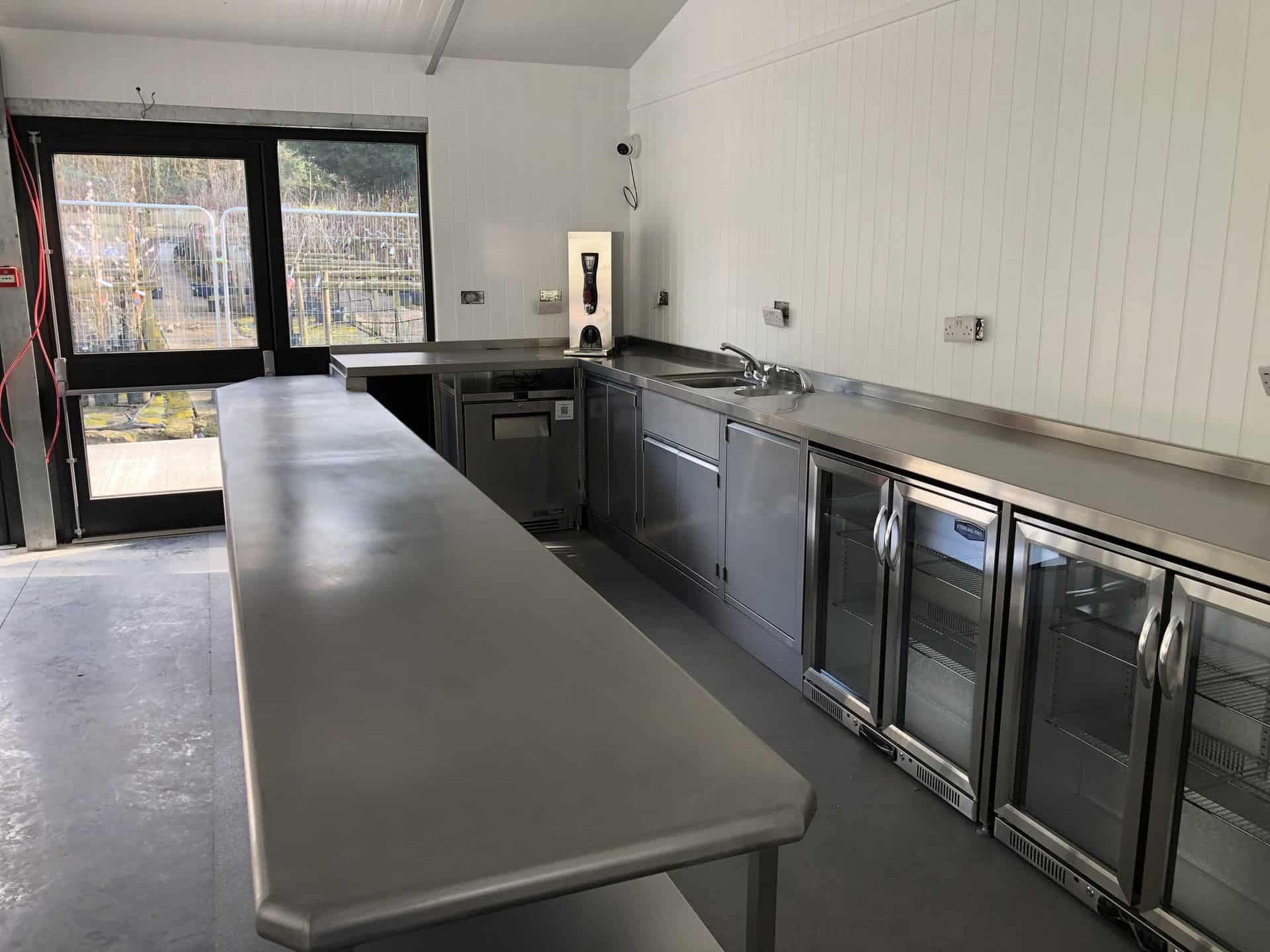 Prep counter and refrigeration unit at Meadow Grange Garden Centre, Whitstable