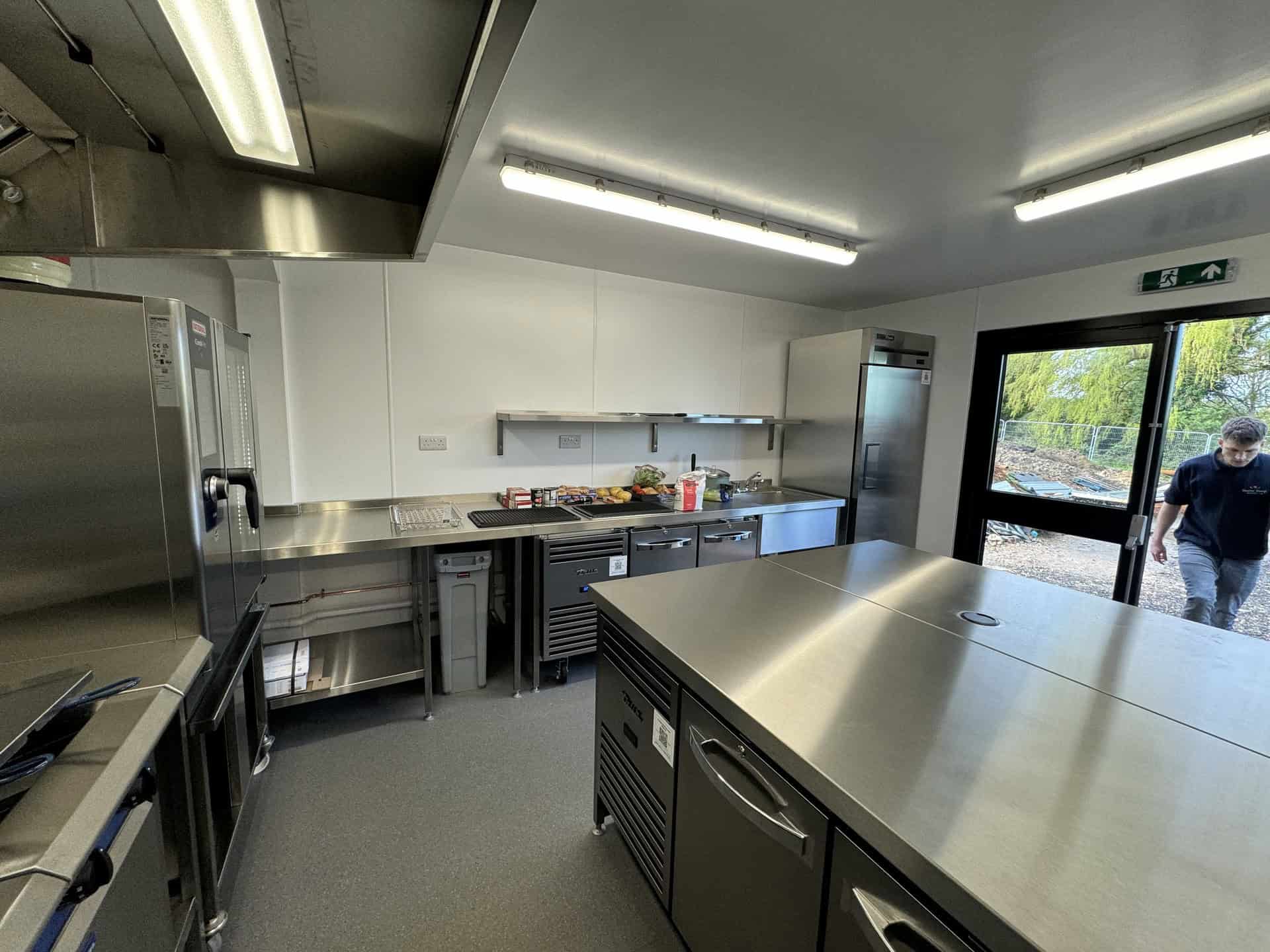 Stainless steel prep table at Meadow Grange Garden Centre, Whitstable