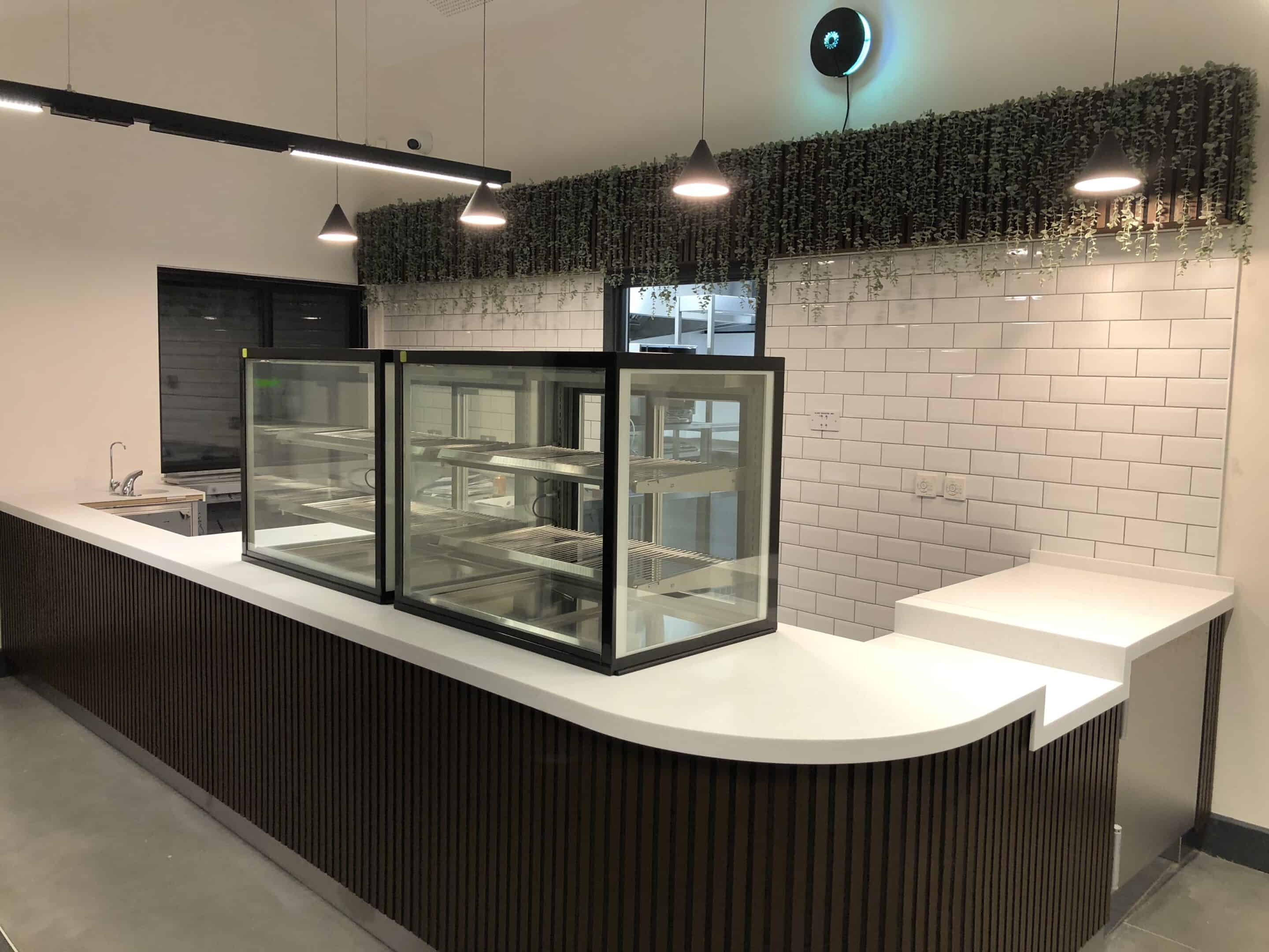 Mote Park Café, Maidstone — stainless steel servery counter with Corian top