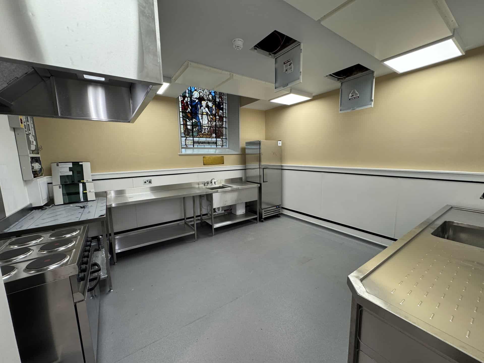 Prep canopy and hot cupboard at St John's Church, Chatham