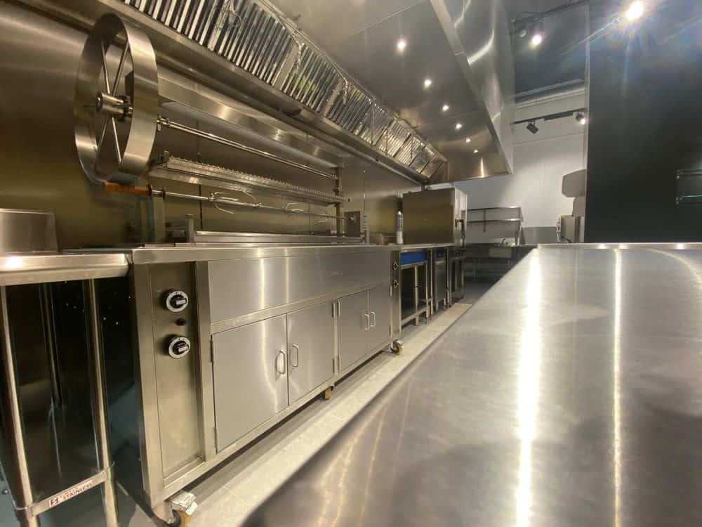 Basque grill under bespoke extraction canopy at The Gastronomist Ashford