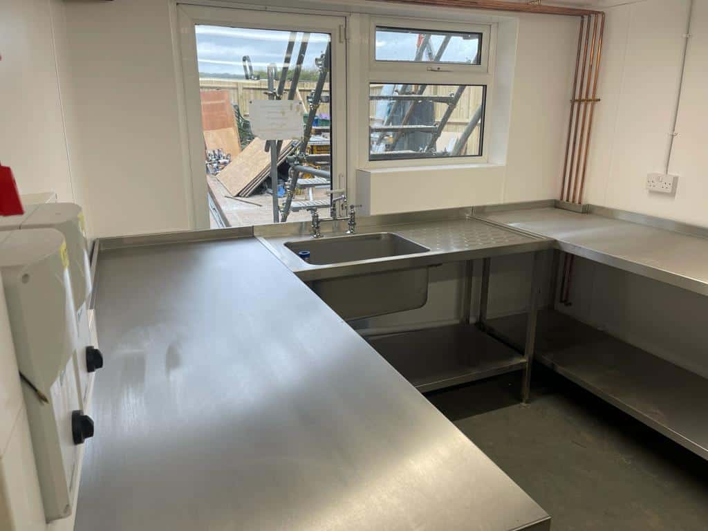 Prep sink and stainless steel benching at The Tiger Inn, Stowting