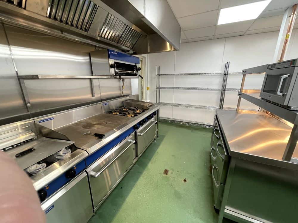 Cooking suite overview at The White Horse pub kitchen, Boughton